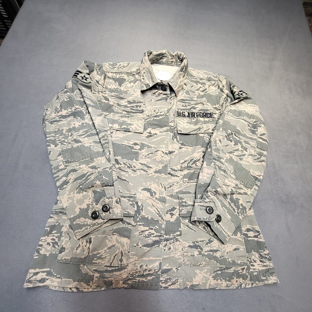 US Air Force ABU Coat Womens 8R Camouflage Utility Jacket Senior Airman Patch Ca